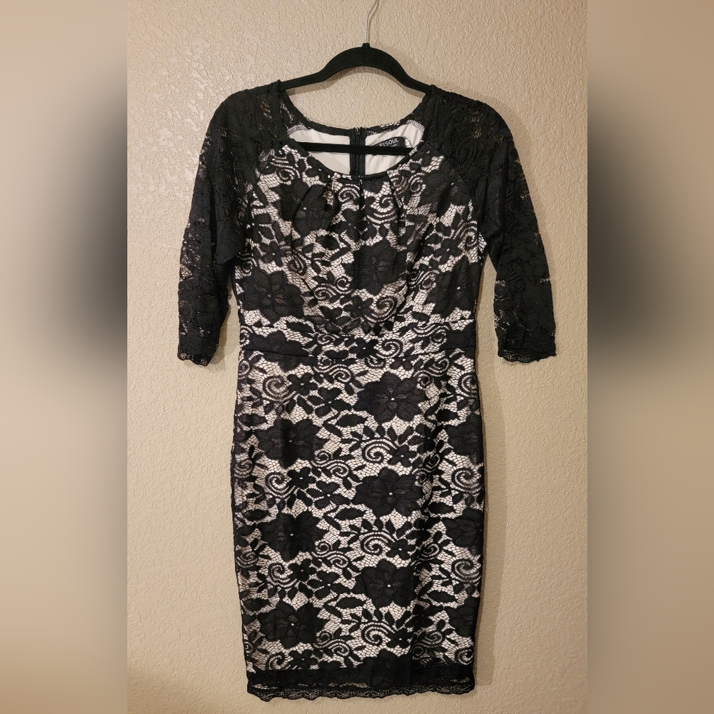 Fisoul Lined Lace Black 3/4  Sleeveless